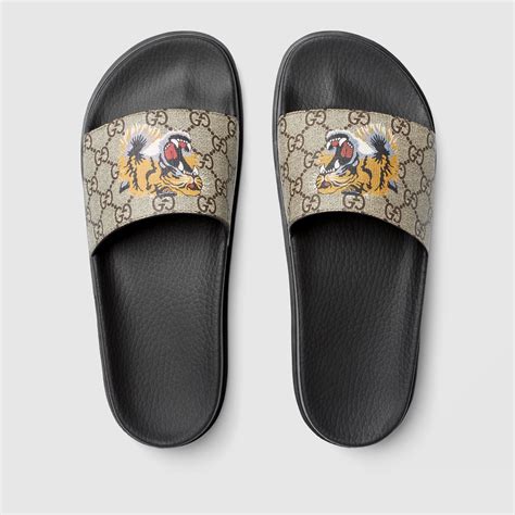 mens gucci supreme tiger slides|tiger slide gucci supreme.